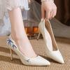 Fashion Elegant Floral Embroidered Women Pumps Shallow Mouth Slip On Stiletto High Heels Shoes Woman Sexy Point Toe Party Banquet Shoes