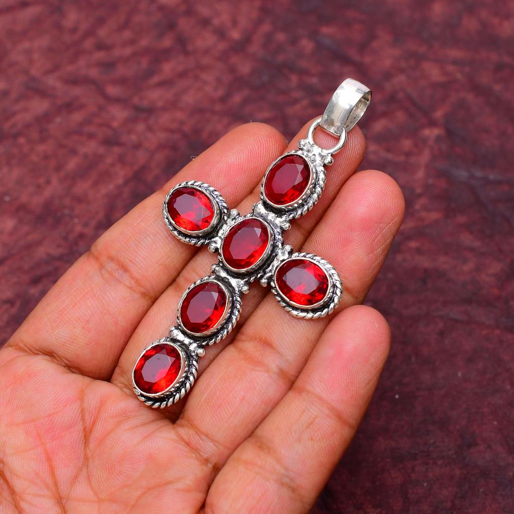 Awesome Garnet Gemstone Pendant: 925 Sterling Silver Handmade Pendant Necklace Jewelry