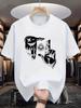 2025 Summer Men's 100_ Pure Cotton Casual Loose Plus Size Gesture Eye Personalized Pattern Printed Round Neck Short Sleeved