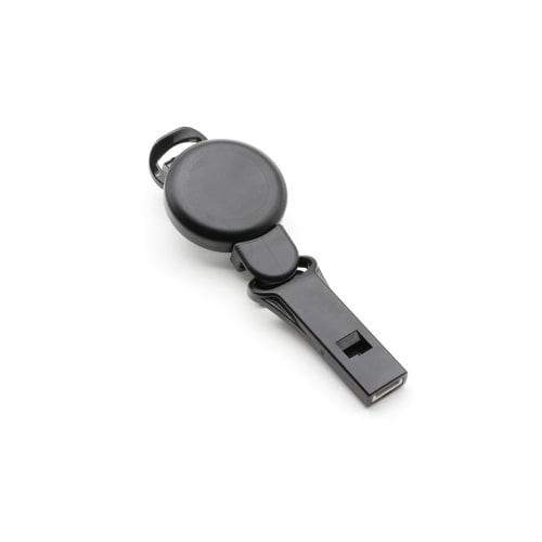 TOYO SAFETY Reel Whistle with Rotating Clip, Black, Frequency: Approx. 3000Hz/95dB, Reel Length: Approx. 70cm, No. 26-BK
