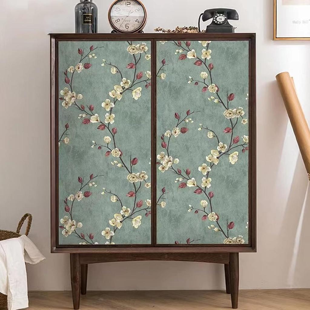 1 шт. 3 м/рулон Контактная бумага с зелеными листьями, Цветочные самоклеящиеся обои, Съемные самоклеящиеся, Декор для спальни, ящиков, шкафов