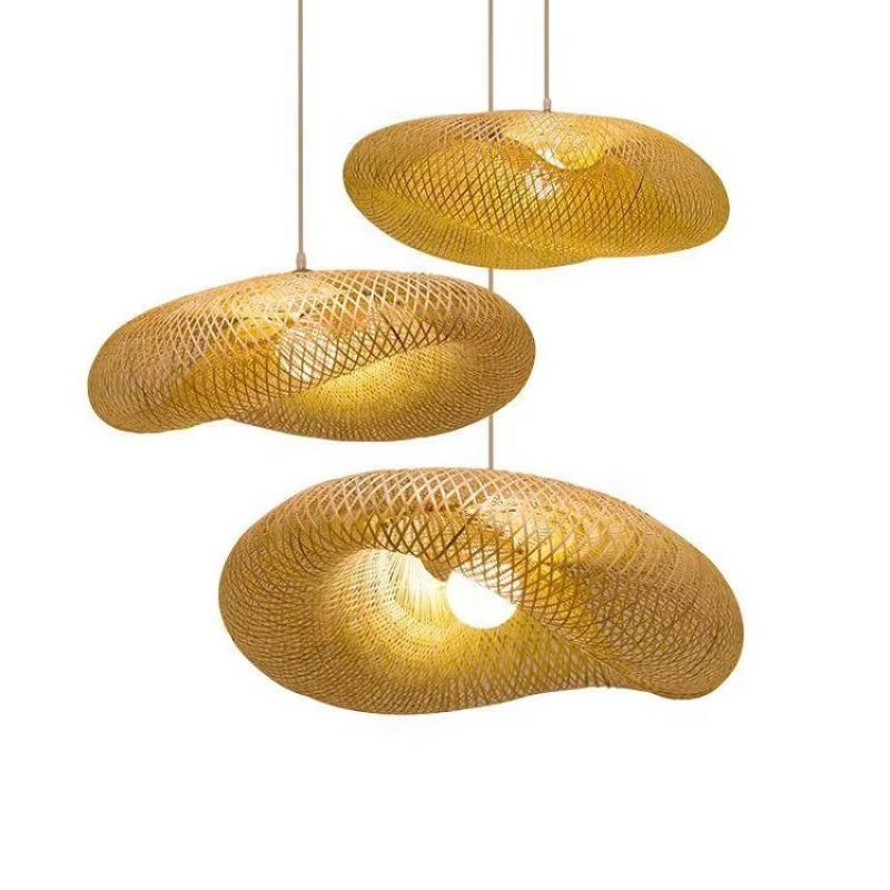Handmade Natural Woven Lamp Japanese Restaurant Decorative Lighting Wooden Bamboo Chandeliers Creative Rattan Pendant Light