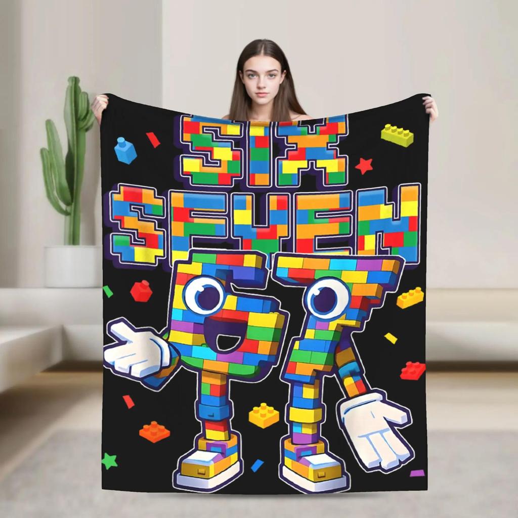 Meme Six Seven Italian Brainrot Green Soft Blanket Quality Throw Winter Bedspread for Living Room Bedroom Boy Girl