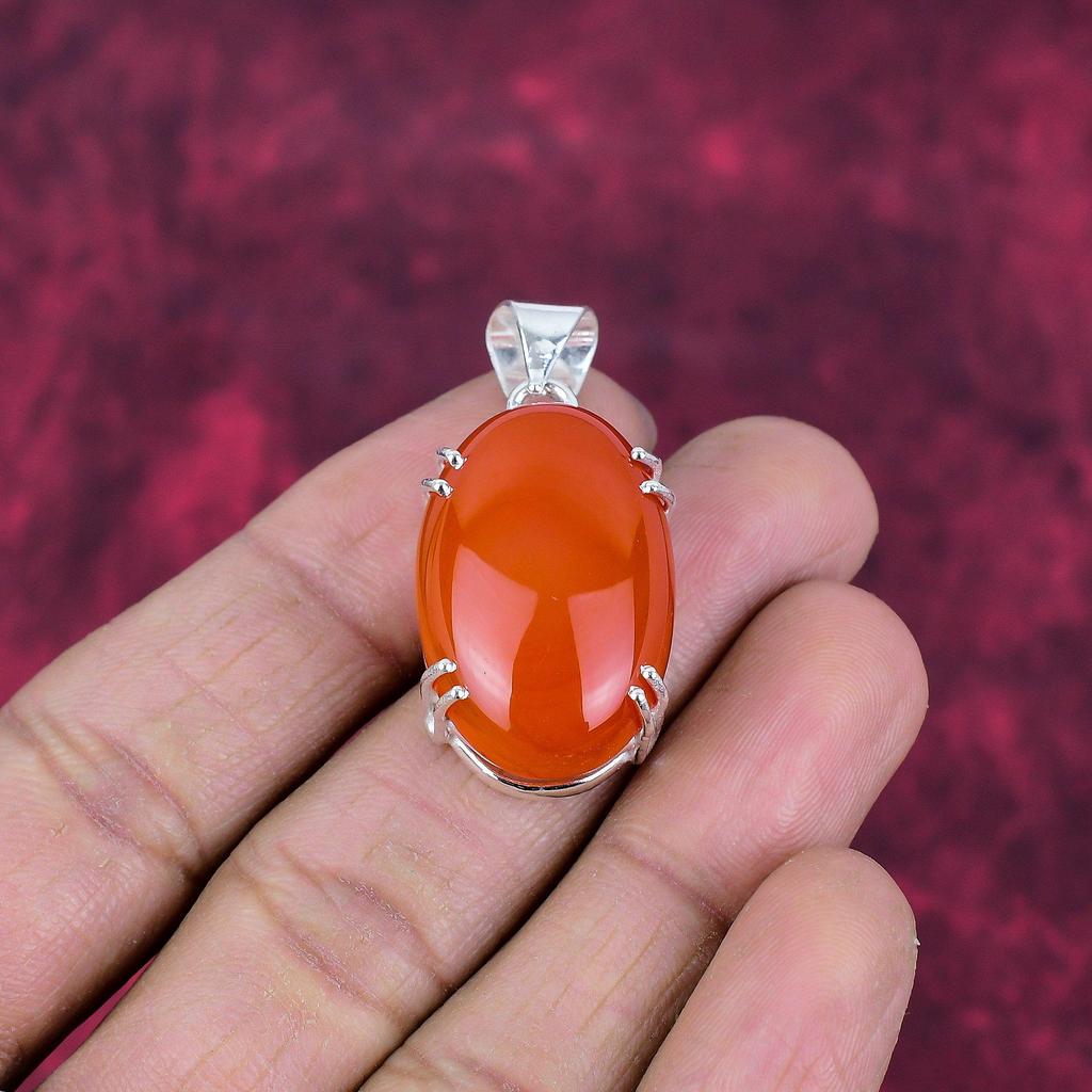 Подвеска из цельного серебра 925 пробы с сердоликом, подвеска из драгоценного камня ручной работы, подарок жене, абсолютно новая подвеска