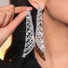 Geometric Shiny Full Diamond Long Earrings Women's Premium Temperament Rhinestone Earrings Earrings Accessories