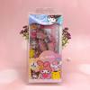 Набор линеек из 4 предметов Sanrio, милый аниме-мультяшный узор, треугольный транспортир, линейка для обучения студентов