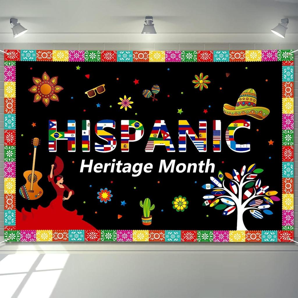 Extra Large Hispanic Heritage Month Banner 72" x 48" Spanish Speaking...