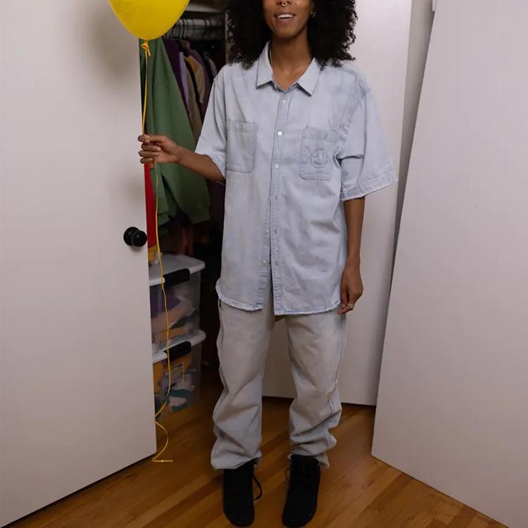 Drew House Lightweight Denim Shirt 'Light Indigo' Men's DR-SS21-88