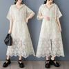 Women's Loose and Fashionable Floral Patchwork Versatile Mid To Long Style Dress with Temperament