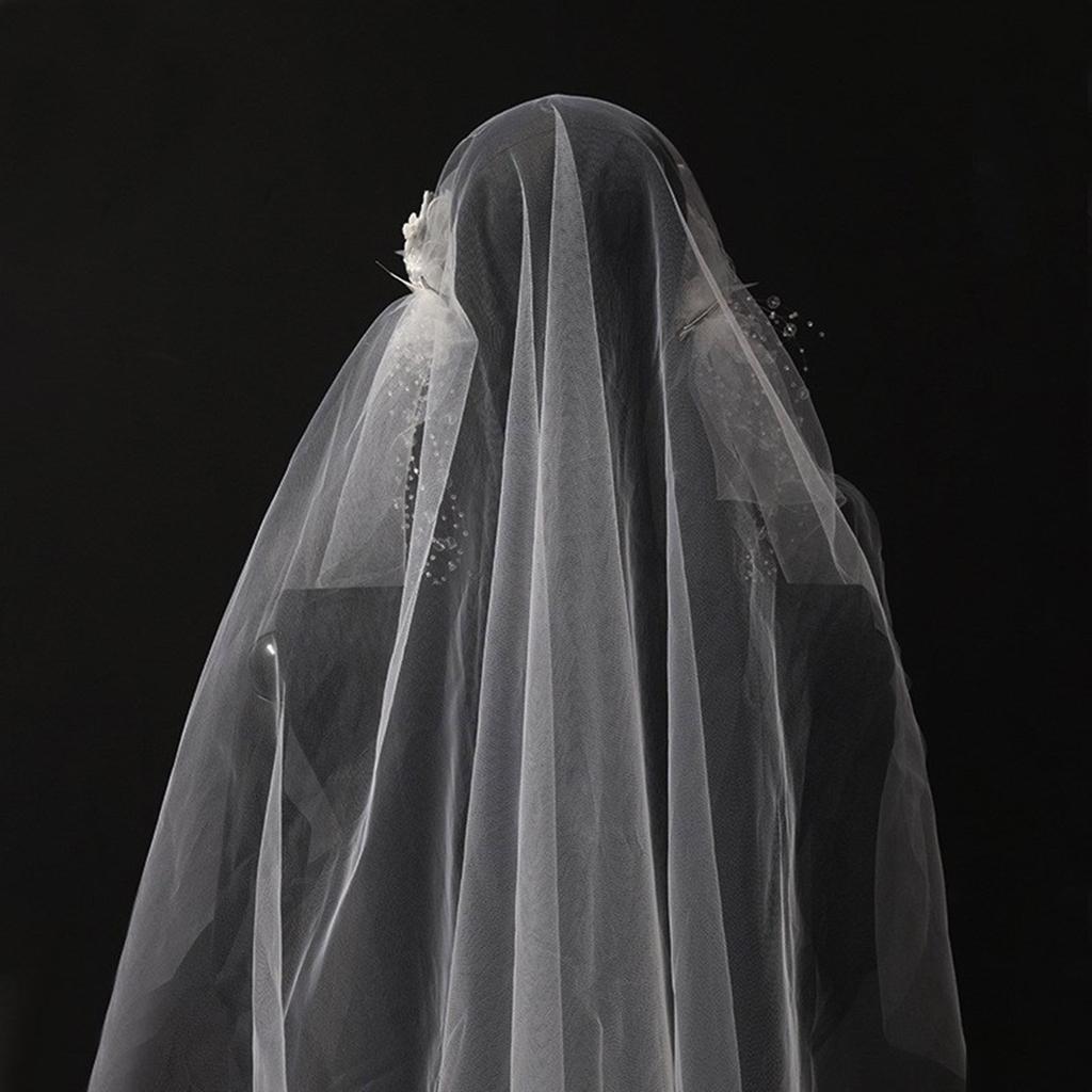 Фата с цветочными нашивками и жемчужными бусинами, нежная карнавальная фата для невесты на свадьбу, празднование, вечеринка