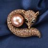 Винтажные Роскошные Значки Броши из Жемчуга и Кристаллов в виде Лисы для Женщин, Модные Металлические Броши-Булавки в Животной Серии, Ретро Пряжка, Креативные Классические