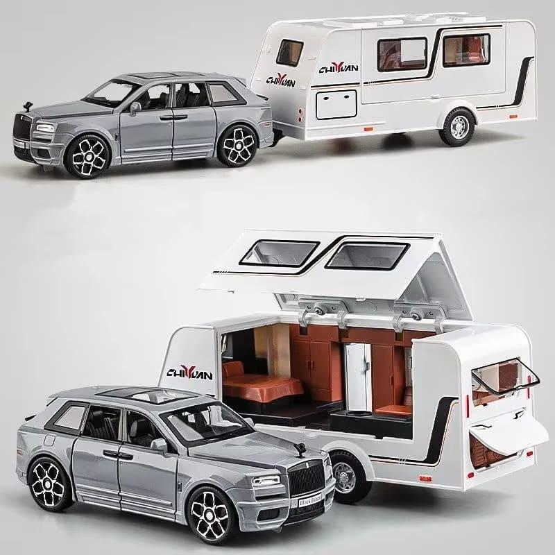 New Cool 1:32 Full Scale Cullinan RV Model Alloy Die-cast Off-road Vehicle Toy with Sound and Light Camper Model Boy Gift Simulation Alloy Car