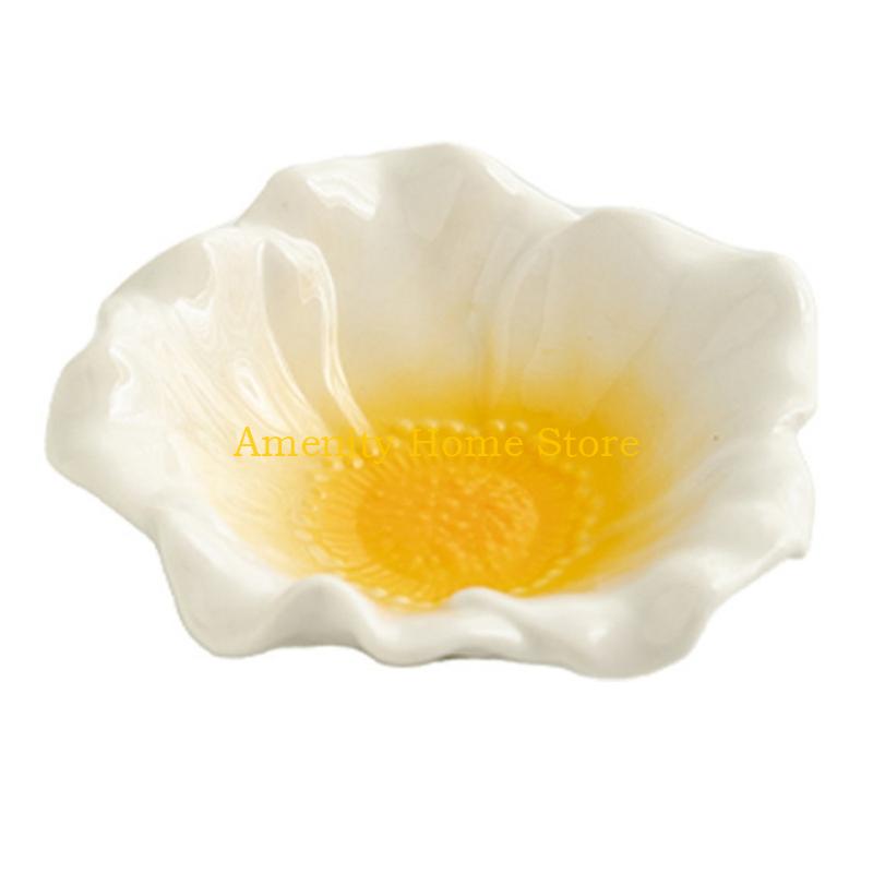 F26C Ceramic Flower Gradient Jewelry Tray for Contemporary Decoration