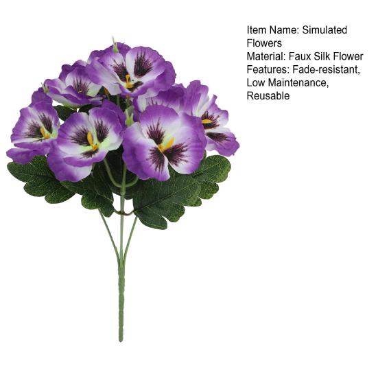 Искусственные цветы анютины глазки, устойчивые к ультрафиолетовому излучению, многоразовые искусственные цветы анютины глазки, набор для вазы, сада, крыльца, патио, внутреннего и наружного домашнего декора