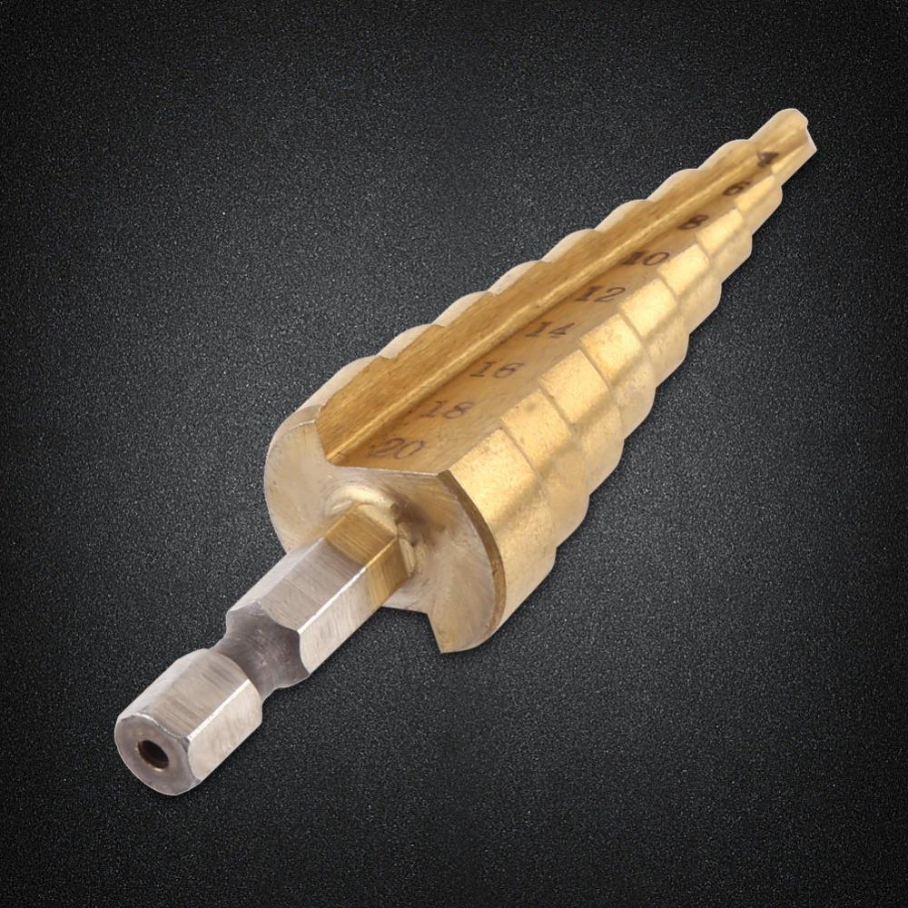 Hex Shank Hole Cutter Titanium Coated Step Drill Bit Set Durable Cone Bits  Wood