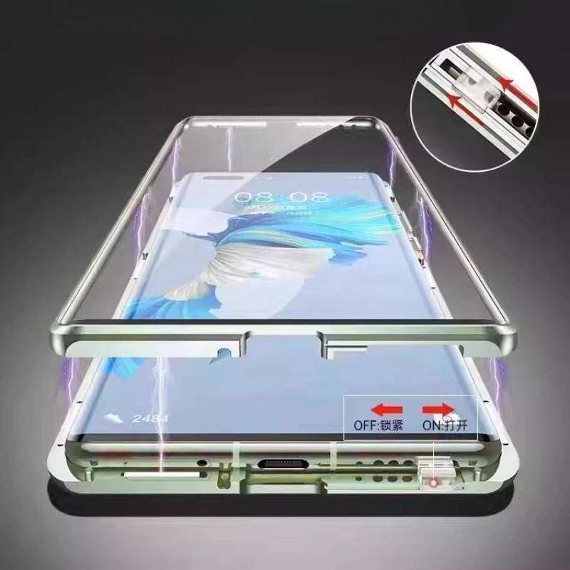 Чехол для Huawei P80 P30 P40 P70 Nova 14 13 Ultra Honor 200 100 90 80 70 Magic 8 Pro, Алюминиевый бампер с закаленным стеклом и кожаной задней панелью, Бамперы для телефона