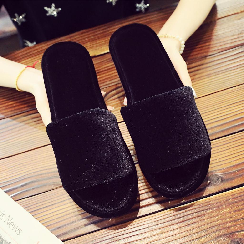 Корейские замшевые тапочки с бантом из золотистого бархата, нескользящие для дома и улицы, для женщин, Four Seasons  