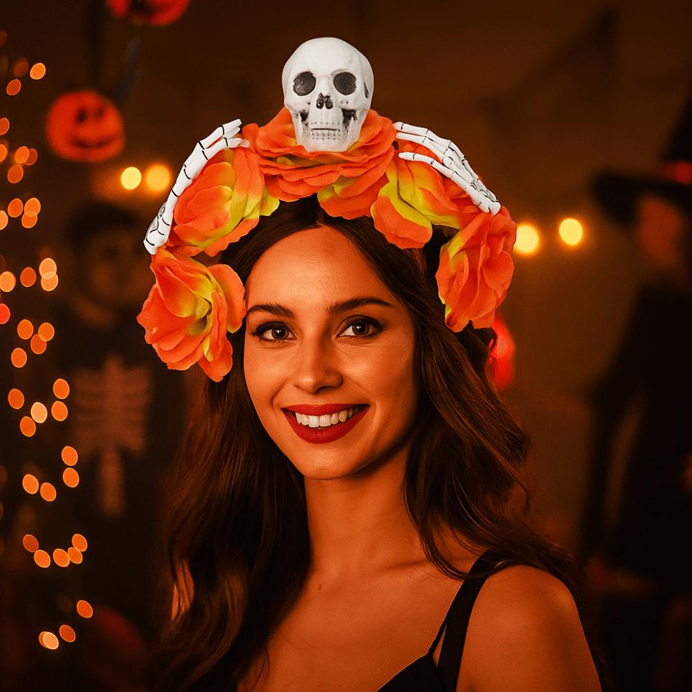 Halloween Decor Halloween Hair Hoop Simulation Flower Gothic Flower Hairband  Girls/Children
