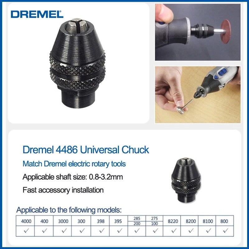 Dremel 4486 сверлильный патрон без ключа, быстросменный многофункциональный сверлильный патрон 0,8-3,2 мм для электрических вращающихся инструментов Dremel 3000 4000 8220 8100