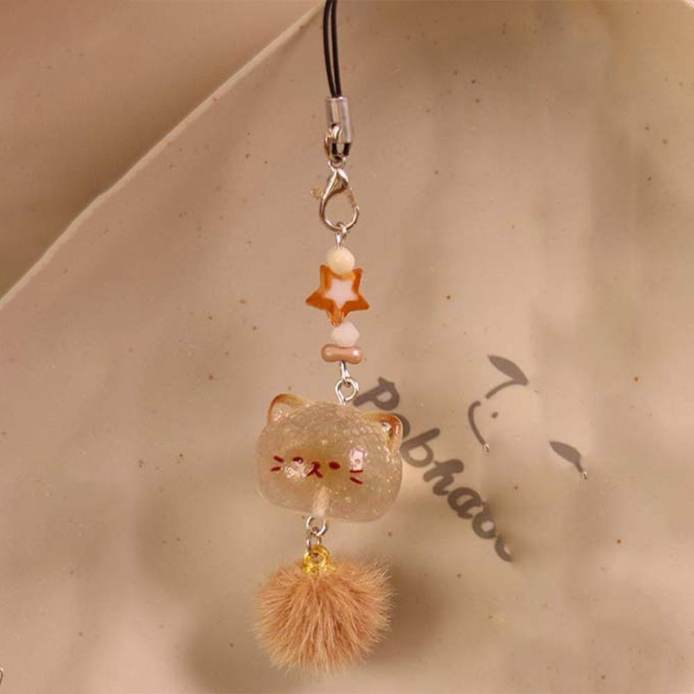 DIY Plush Cat Keychain Pendant Beige Kakhi Bag Decorative Pendant Phone Charm Lanyard Couple