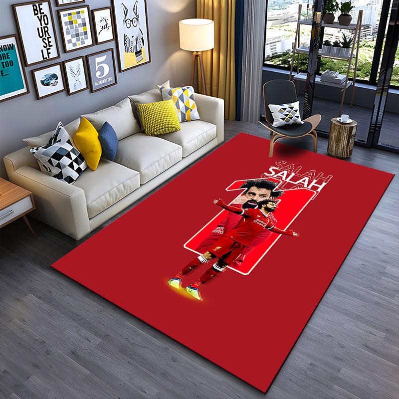 Red Soccer Star Design Carpet suitable as a non-slip mat for the living room or bedroom sofa