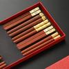 Premium Wood Red SandalWood Chopsticks with Gift Box Packaging Kitchen Household Tableware Nutural Wooden Chinese Style Chopsticks and Rest Set