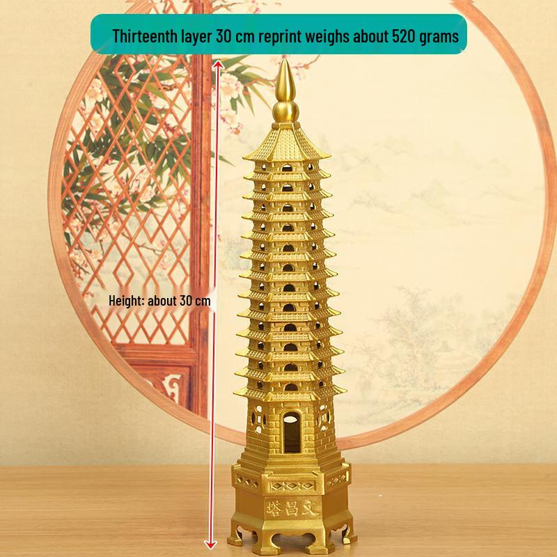 Медное украшение Пагода Вэньчан: Большой, 7-13-слойный китайский буддийский декор для дома и храма