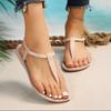 Модные женские сандалии большого размера Летние Новые Круглый носок Зажим для пальцев Мягкая подошва Нескользящие Легкие Римские шлепанцы