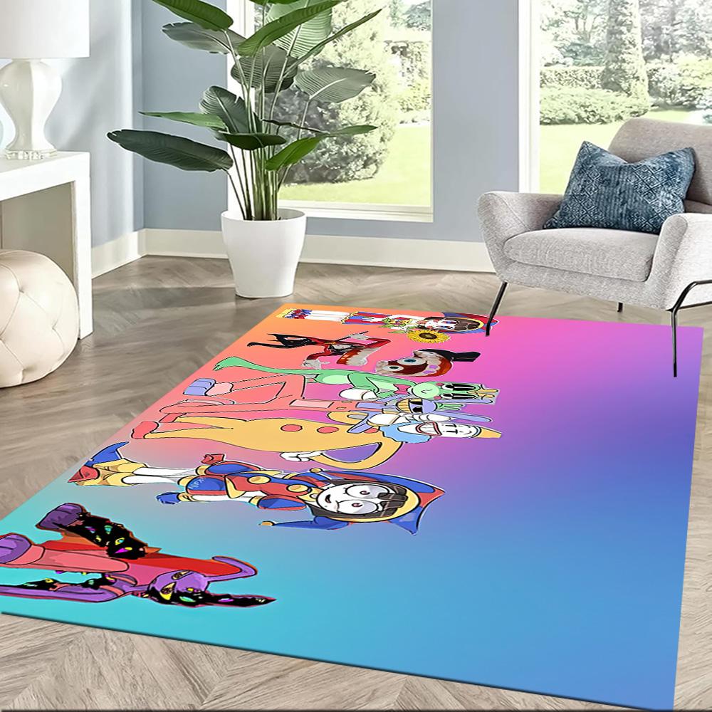 Digital Circus Floor Rug Office Rug Suitable for Playrooms Study room Outdoor Living Rooms Anti-slip Rug Anime Office Decor