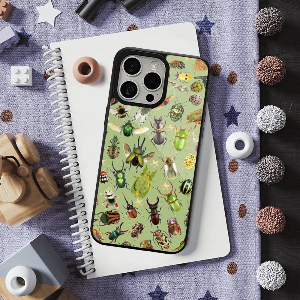 Биология Искусство Жуки и Насекомые Для iPhone 15, Mini, 13, Max, 11, 16, 17, 14, Plus, 12, Pro, Для MagSafe, Магнитный чехол для беспроводной зарядки