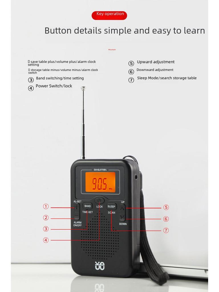Карманные FM/AM часы стерео W-206 радио: Портативный и стильный квадратный дизайн