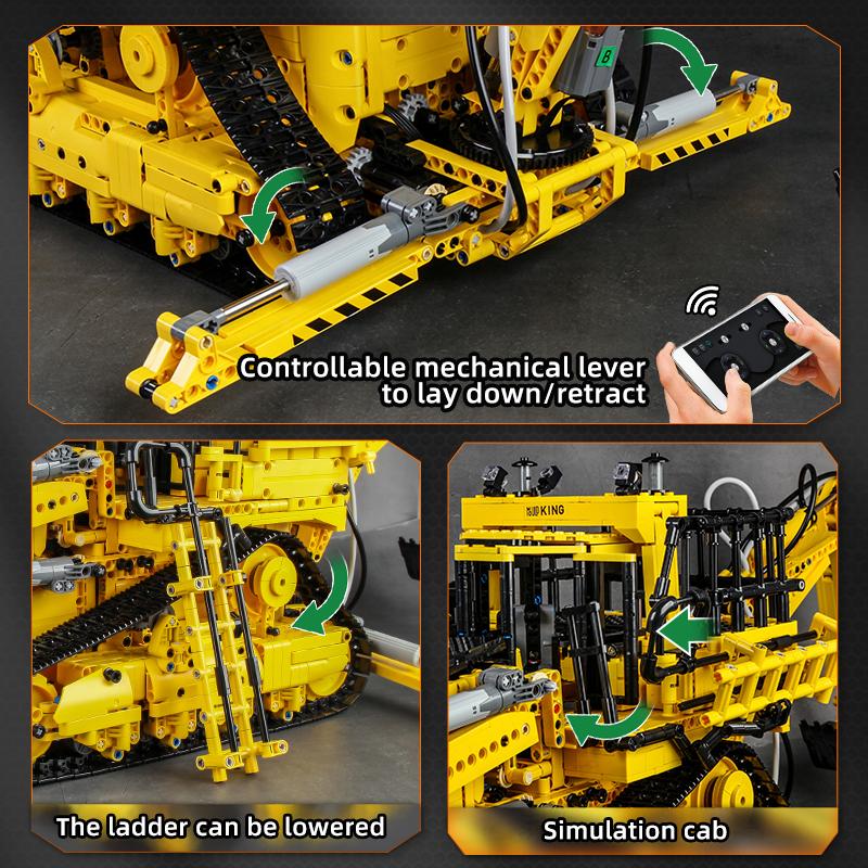 MOULD KING 17023 Technical Building Blocks Motorized Pneumatic Bulldozer Truck Model APP Engineering Vehicle Brick Toy Kids Gift