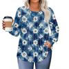 Womens Plus Size Tops Long Sleeve Shirts Round Neck Flowy Tunic Casual Loose Blouse L-5X