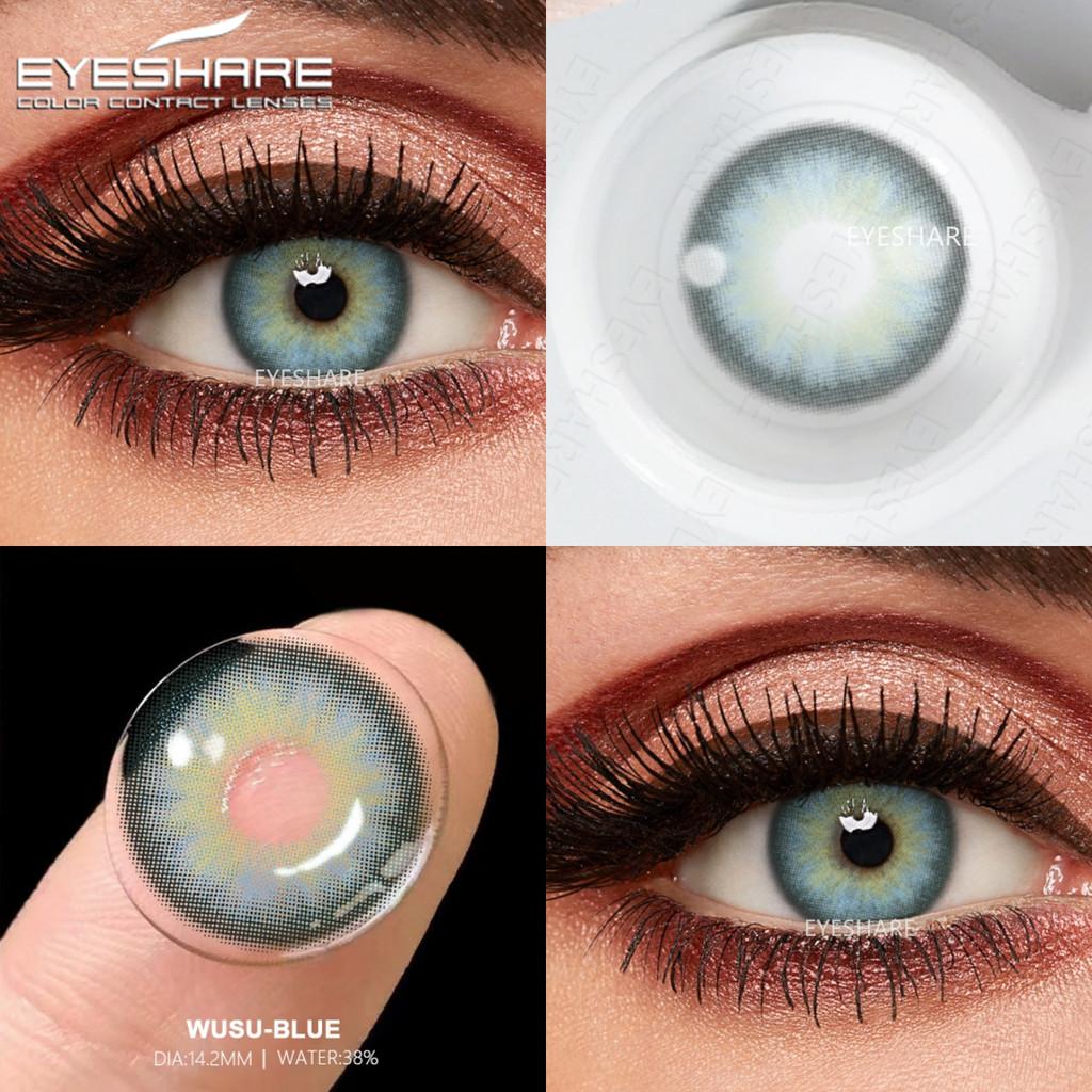 Eyeshare 2 шт = 1 пара цветных контактных линз для глаз, голубые цветные линзы, красные линзы, натуральные линзы на год 14,2 мм