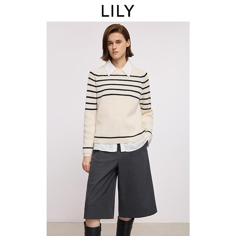 LILY contrasting striped knitted sweater for women
