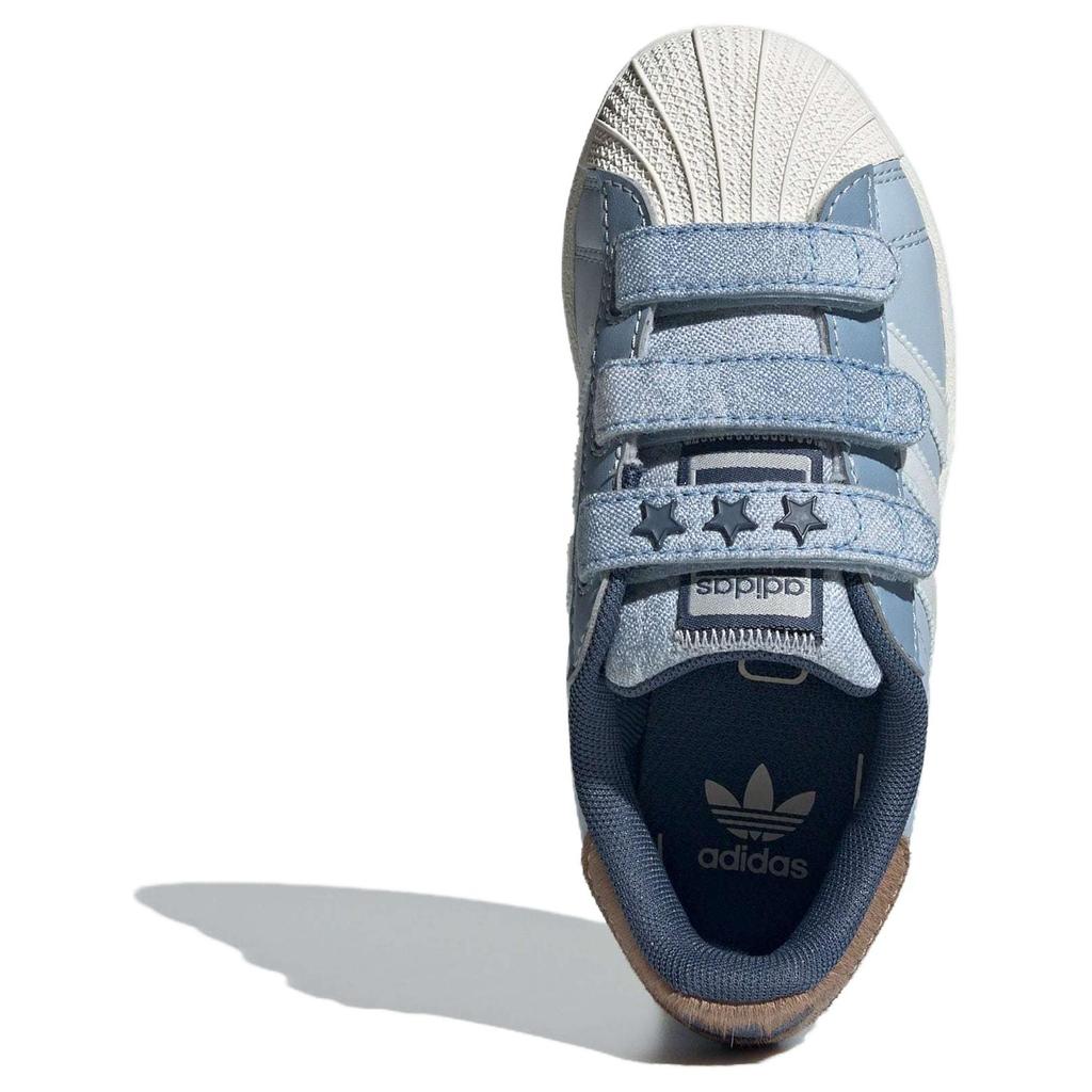 Adidas Originals Superstar Fabric Lightweight Comfortable Durable Shock Absorption Low-Top Kids Skate Shoes Kids Sneakers Blue IH3291