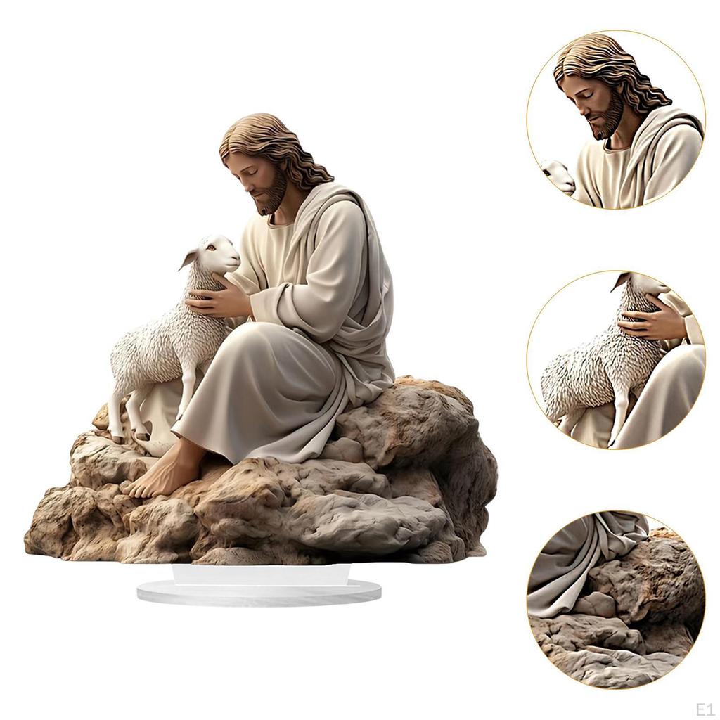 Иисус и Агнец Орнамент Акриловый Настольный Знак 2D Плоский Коллекционный Водонепроницаемый Центральный Элемент Стола