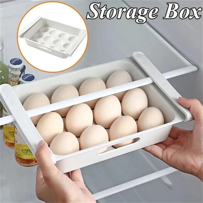 Multi Functional Household Foldable Egg Storage Box Refrigerator Drawer Style Food and Fruit Storage Tray Two Options Available