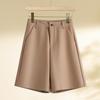 Gray High-Waist Slimming Five-Point Pants for Women - Spring/Autumn 2025 Casual Petite Suit Shorts