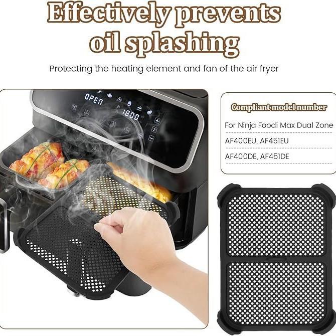 Защита от брызг для фритюрницы Ninja Air Fryer AF400 AF451 DZ401 Модели Многоразовая силиконовая защита от брызг для фритюрницы Кухонные принадлежности