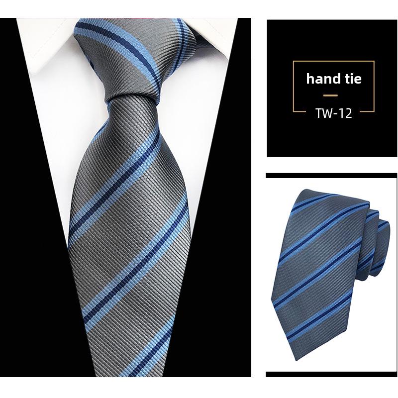 Мужская темно-синяя полосатая рубашка в деловом стиле с галстуком ручной работы для деловых встреч или собеседований