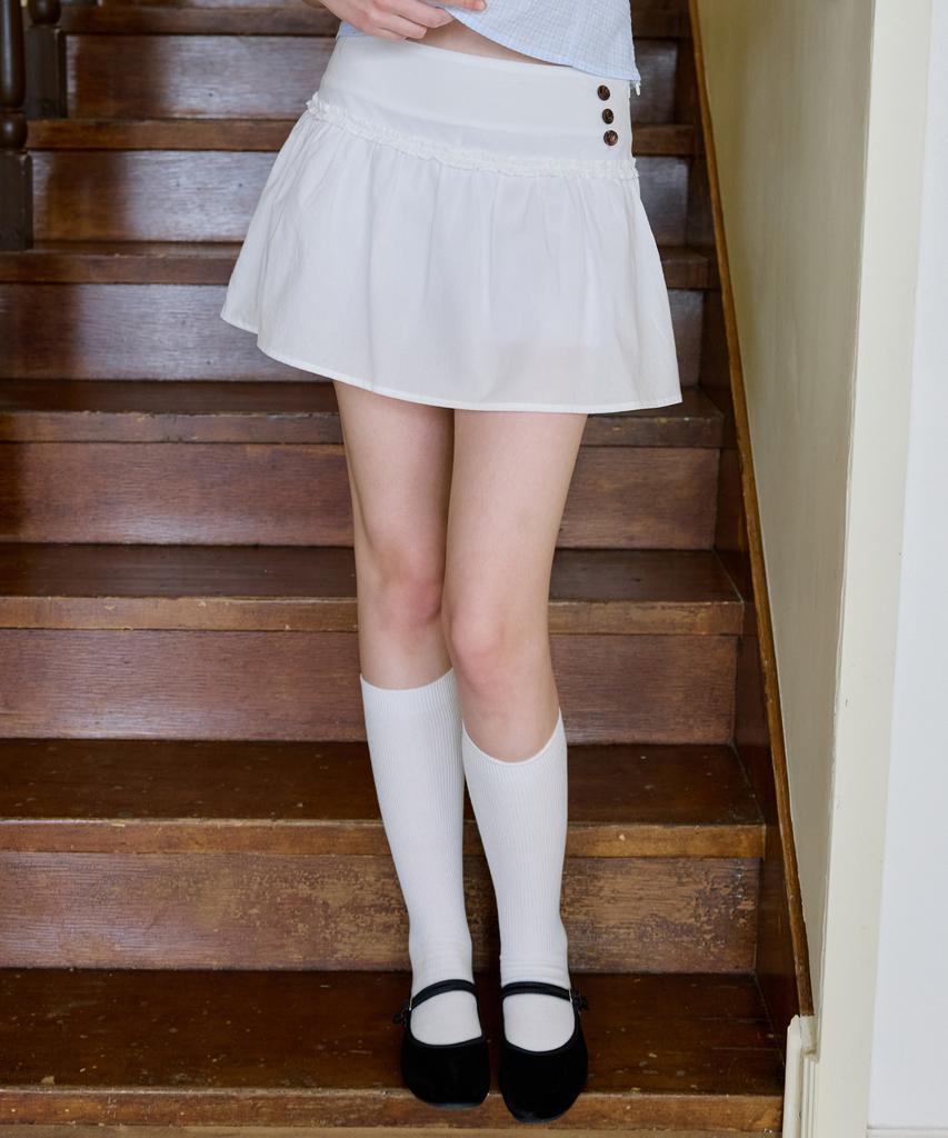 Letter From Moon Roha Button Flare Skirt (White)