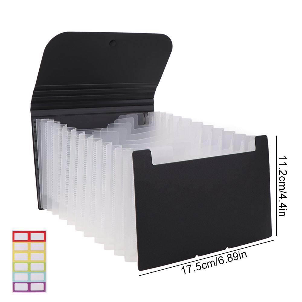 12-layer A6 Accordion Bag Large-capacity Shrinkable Portable Documents Organizer Multi-Page Classification Solid Color