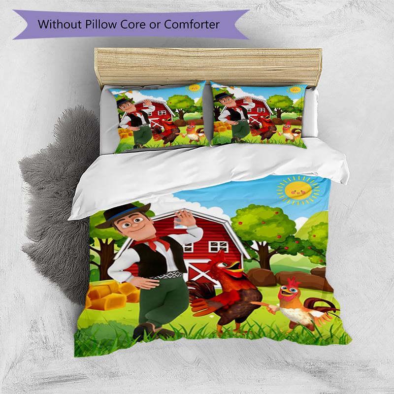 3pcs La Granja de Zenon Design Cover Set - HD Printed Bedding with 1 Cover and 2 Pillowcases - Perfect for Home and Dorm Decor
