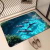 Тема океана Дельфин Коврик для ванной 3D-печать Противоскользящий коврик для пола для ванной комнаты, спальни, гостиной Мягкий ковер из фланели Стирка