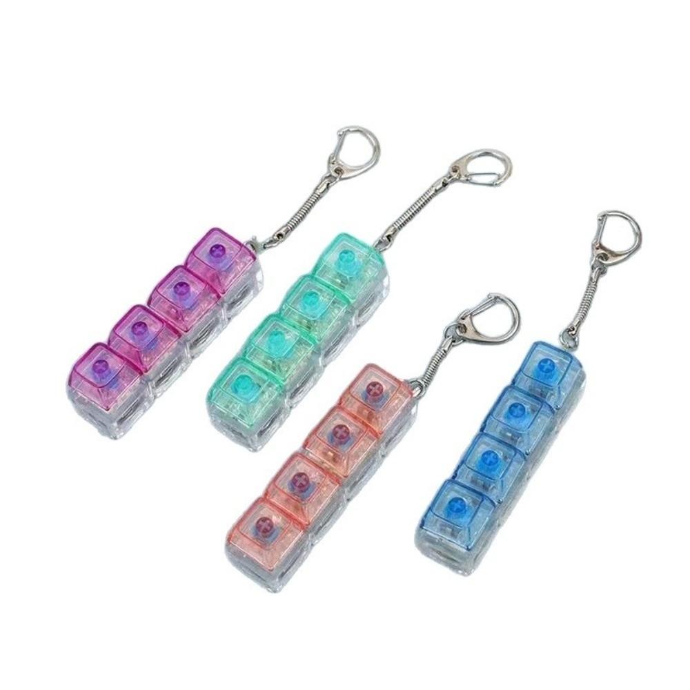 Transparent Shaft Crystal Keycap Pendant Luminous Mechanical Keyboard Keychain  Stress Relief