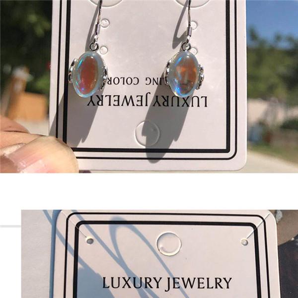 Модные серьги-подвески с мистическим лунным камнем, серьги-капли с радужными камнями-талисманами для женщин AVE
