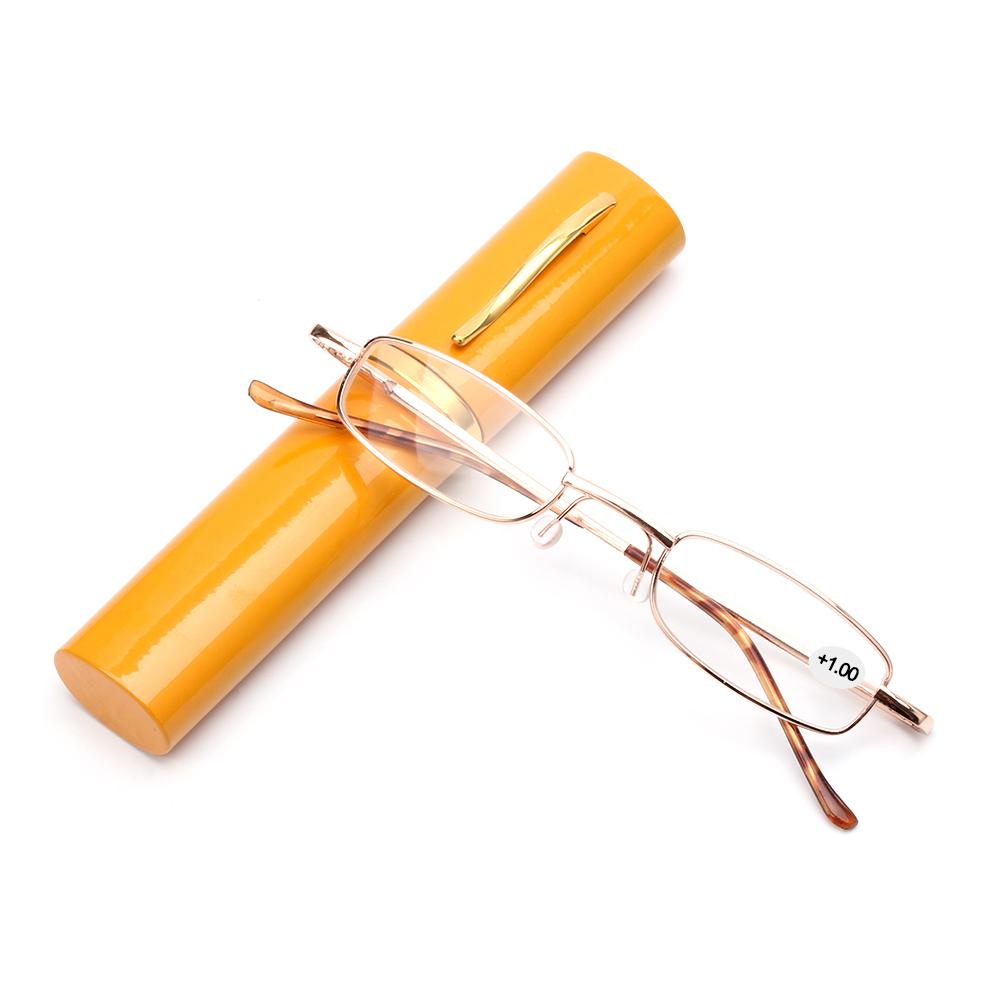 Fashion Mini Portable Clip Case Tube Reader Glasses Slim Pen Reading Glasses Spring Hinged Eyeglasses with For Women
