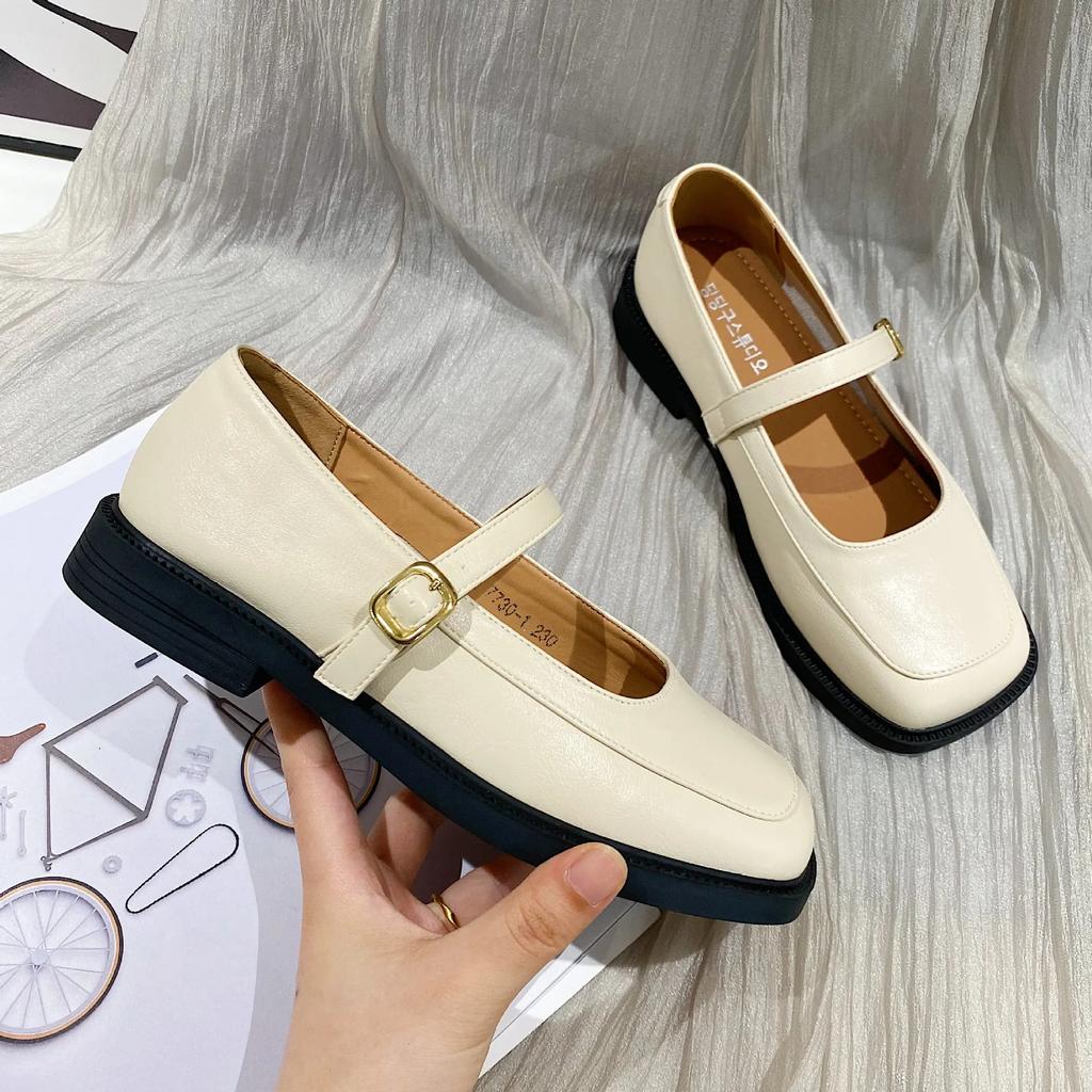 Женские туфли в стиле ретро с мелким носком Оксфорды Повседневные женские кроссовки Британский стиль Квадратный носок Балетки Летние новые кожаные платья в стиле преппи