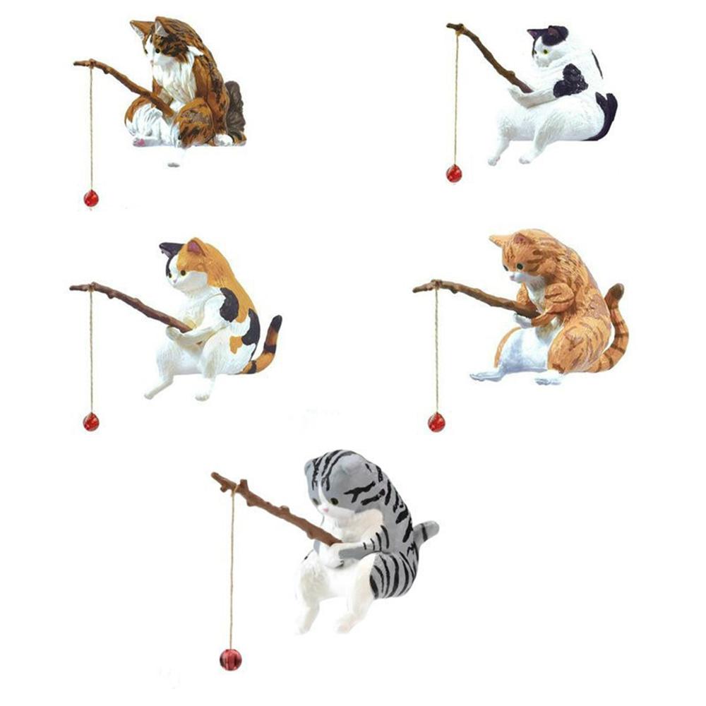 Kitten Fishing Aquarium Decoration Fish Tank Scenery Cat Fishing Ornament Fishing Cat Hanging Ornament
